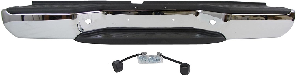 Rear bumper assembly NISSAN FRONTIER 2005-2019: Chrome;  w/License Lamps; Upper/Center Pad; w/o Park sensors