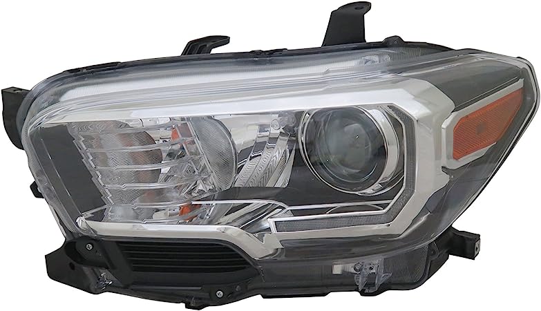 LT Headlamp assy composite TOYOTA TACOMA 2016-2020 Info: Halogen; w/LED DRL; w/Fog Lamps; Black Bezel