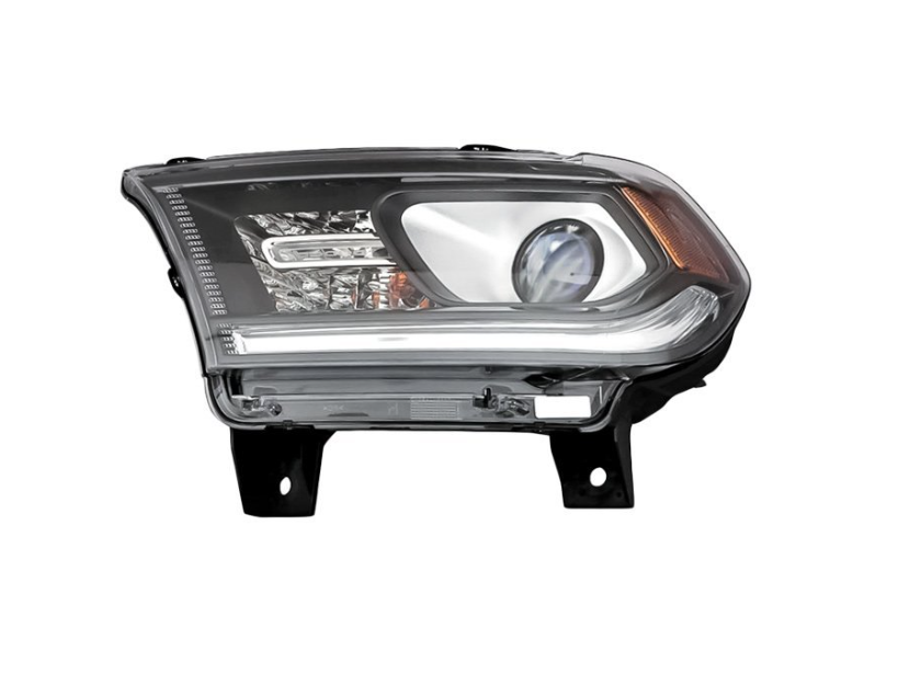 LT Headlamp assy composite DODGE DURANGO 2014-2015 Halogen; w/DRL; Black Trim 