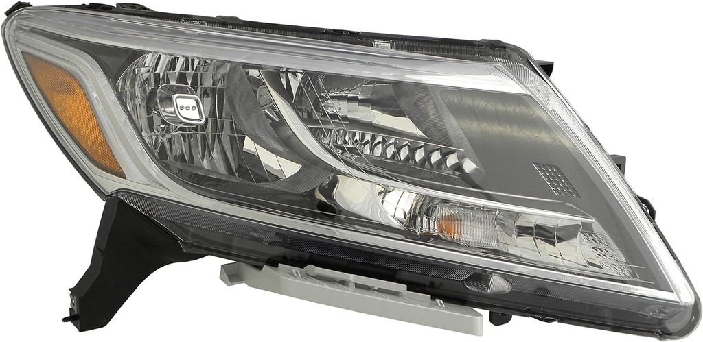 RT Headlamp assy composite NISSAN PATHFINDER 2013-2016: Halogen; Black Bezel; Chrome Trim