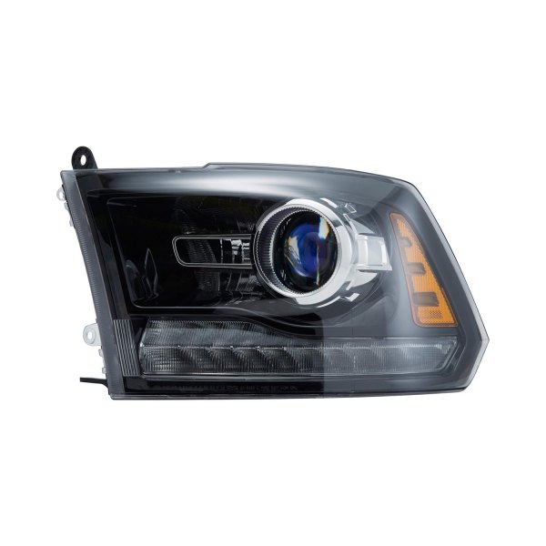 LT Headlamp assy composite RAM 1500 2013-2014; SPORT; Halogen; Projector Type; Black Bezel