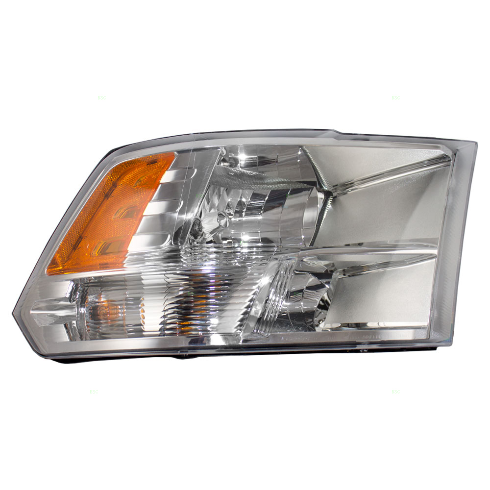 RT Headlamp assy composite RAM 1500 2013-2018 Halogen; w/o Daytime Running Lamps; Chrome 