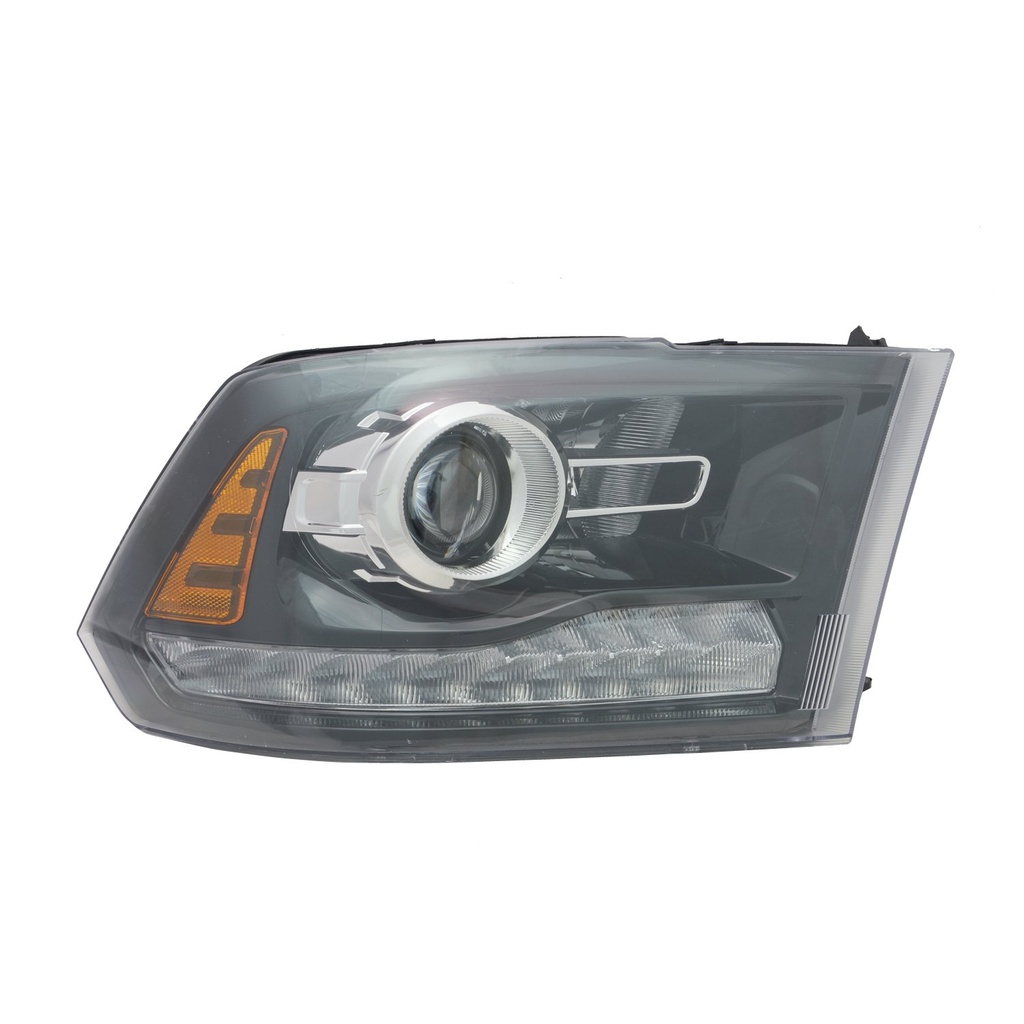 RT Headlamp assy composite RAM 1500 2013-2014: SPORT; Halogen; Projector Type; Black Bezel