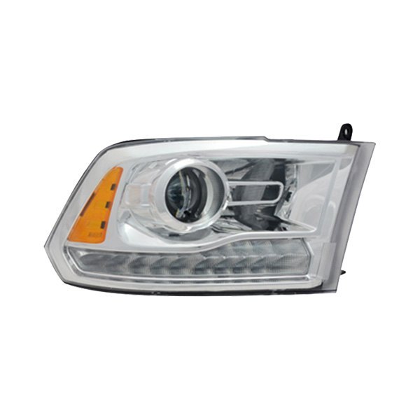 RT Headlamp assy composite RAM 1500 2013-2015; Halogen; Projector Type; To 12-14-14; Chrome Bezel
