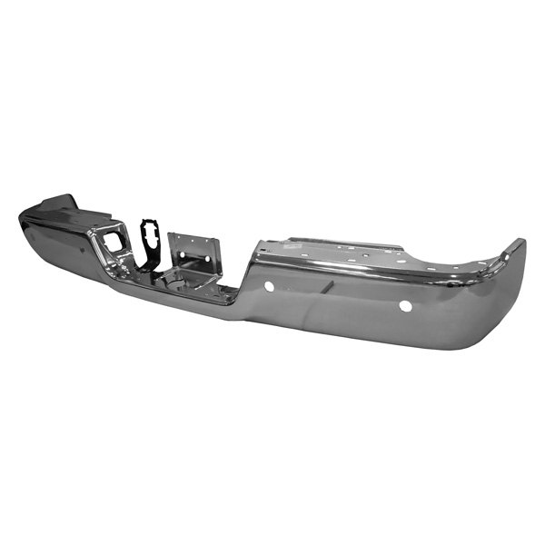 [CH1102374V] Rear bumper face bar DODGE RAM 1500 2009-2024 chrome w/park sensor single exhaust Value Line