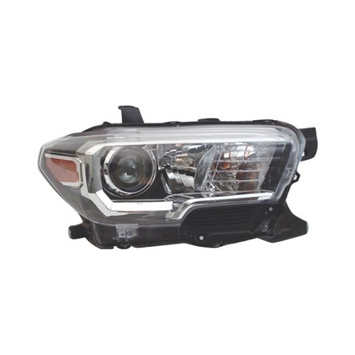[TO2503244] RT Headlamp assy composite w/ LED TOYOTA TACOMA 2016-2020 Info: Halogen; w/LED DRL; w/Fog Lamps; Black Bezel