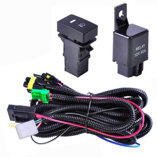 [9541T] Wiring Harness, Switch 12V 40A Relay for H11 Bulb Fog Light Lamp (UNIVERSAL)