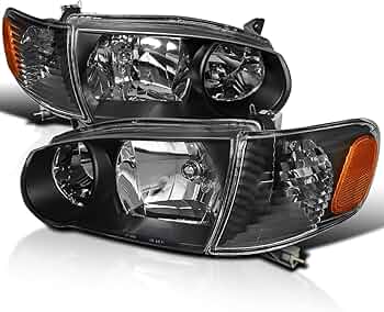 [TO2505124] LT & RT Headlamps set TOYOTA COROLLA 2001-2002: Black Housing; w/Side markers