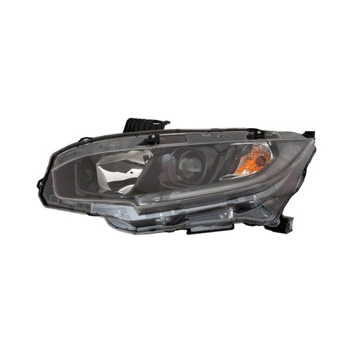 [HO2502192] [HO2502192] LT Headlamp assy composite HONDA CIVIC 2016-2020; black housing