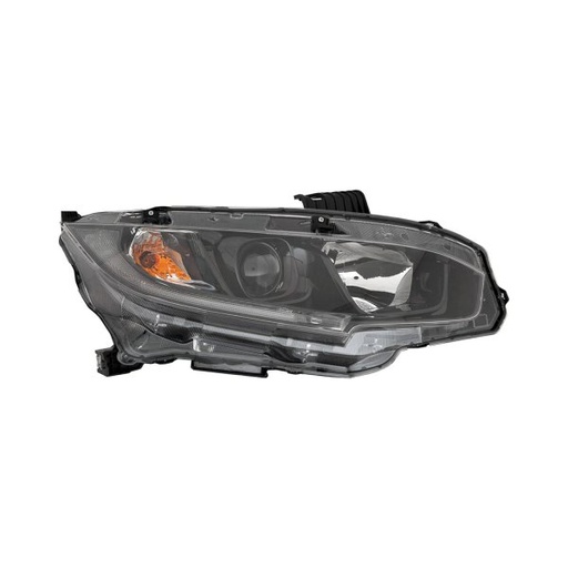 [HO2503192] [HO2503192] RT Headlamp assy composite HONDA CIVIC 2016-2020; black housing